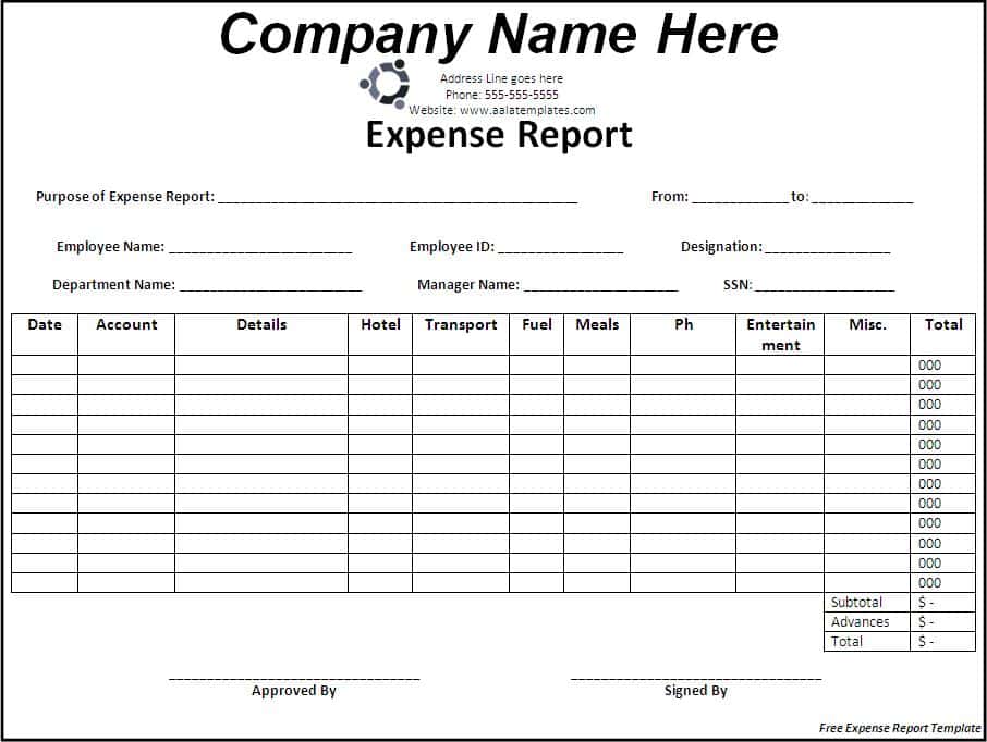Sample Expense Report For Small Business And Sample Of Expense Report Templates