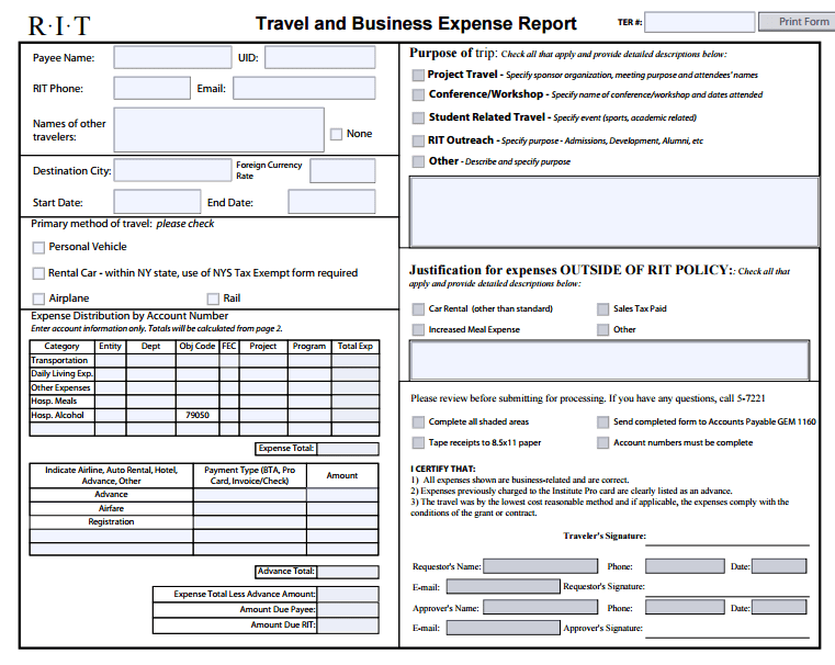 Travel Expense Report Template And Itemized Expense Sheet Template