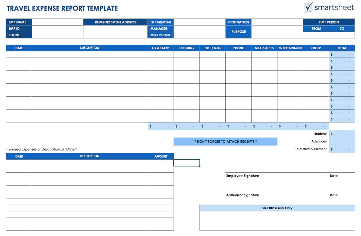 Travel Expense Report Template Excel And Travel Expense Report Template Excel