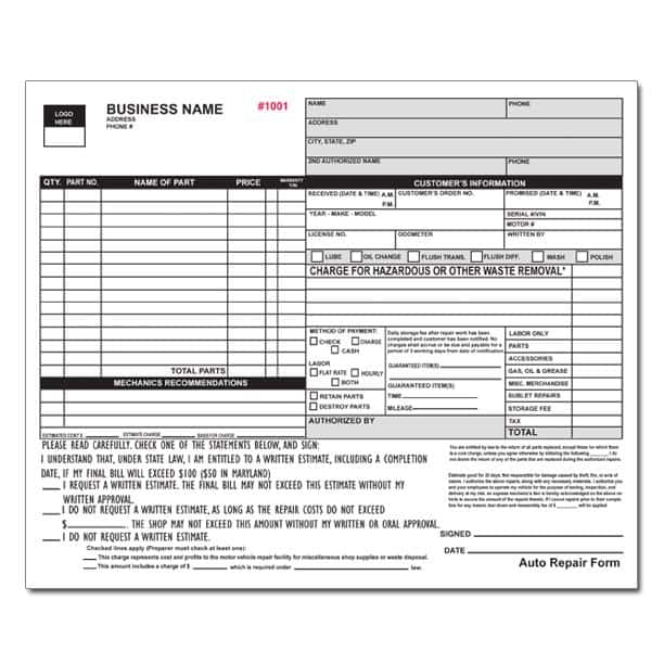 Auto Repair Invoice Template Excel 2003 And Auto Repair Invoice Sample Free