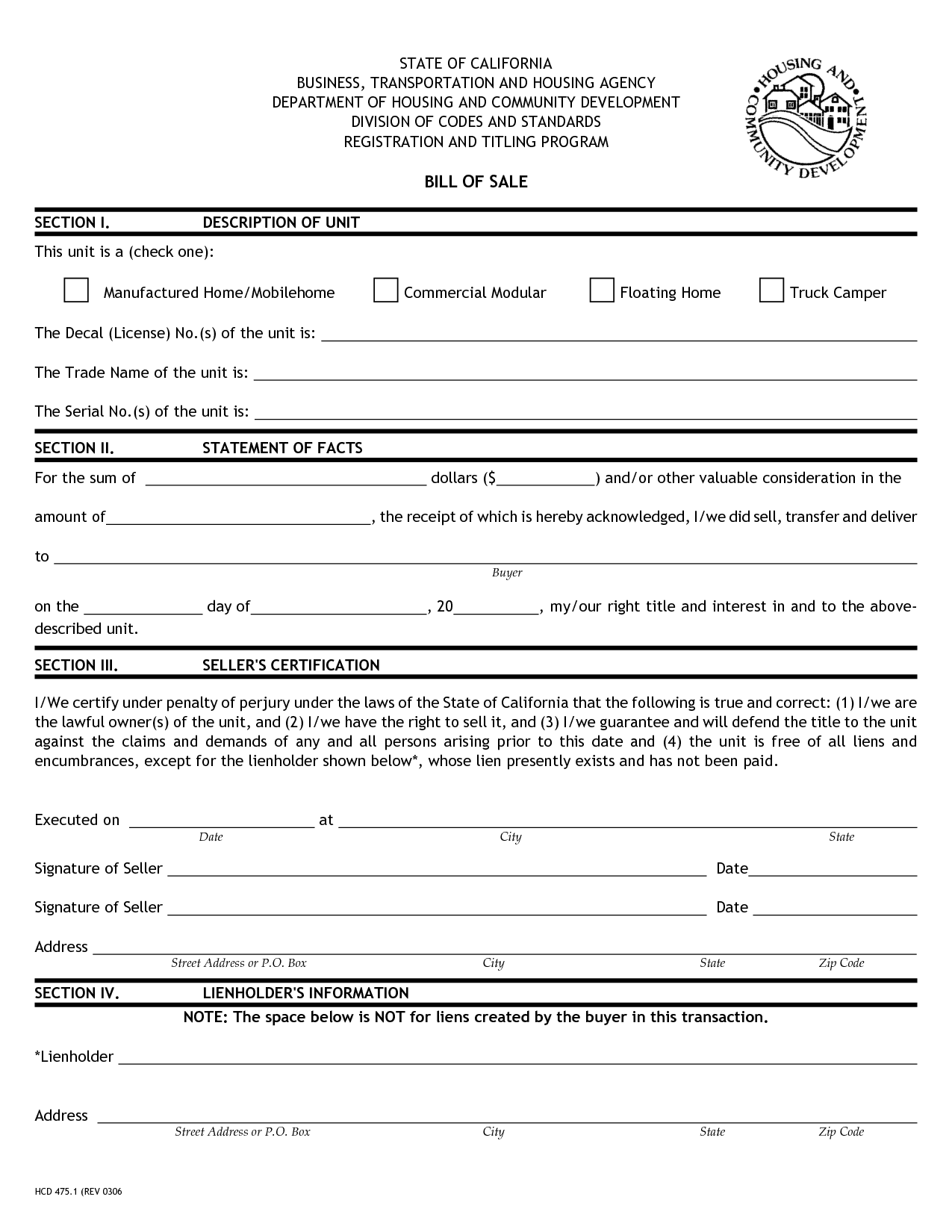 Bill Of Sale Form For Trailer Texas And Blank Bill Of Sale Form Trailer