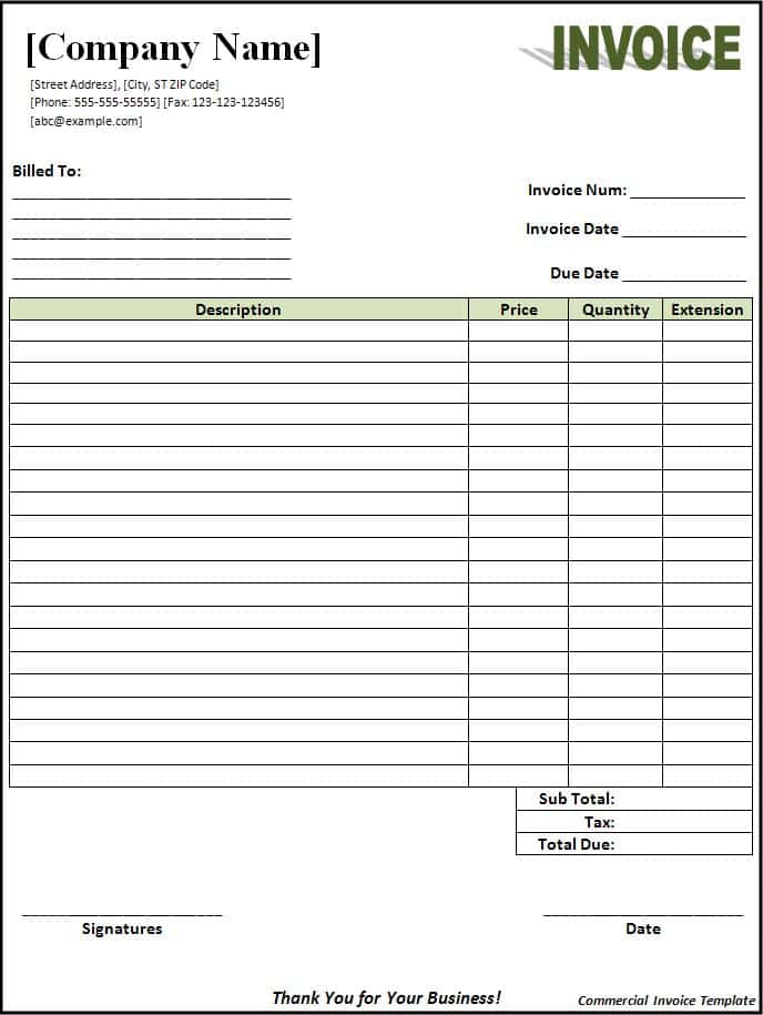 Business Invoice Template Excel And Company Invoice Template Xls