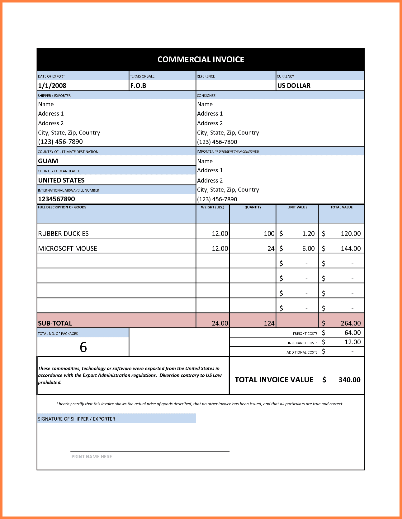 Commercial Invoice Template Excel Free Download And Tax Invoice Template Free Excel