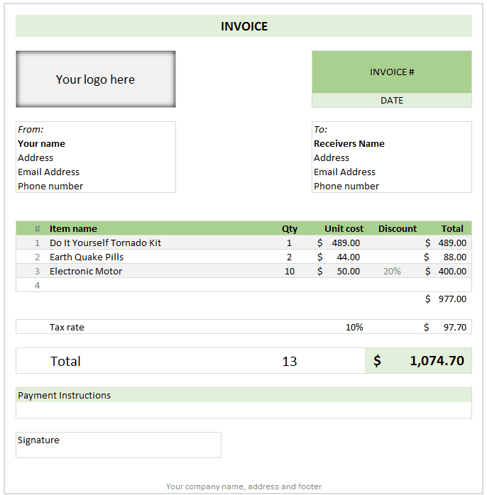 Commercial Invoice Template Free Excel And Free Invoice Template Downloads
