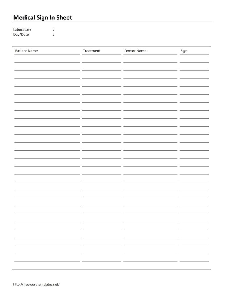 Dr Office Sign In Sheet Template And Medical Sign In Sheet Pdf