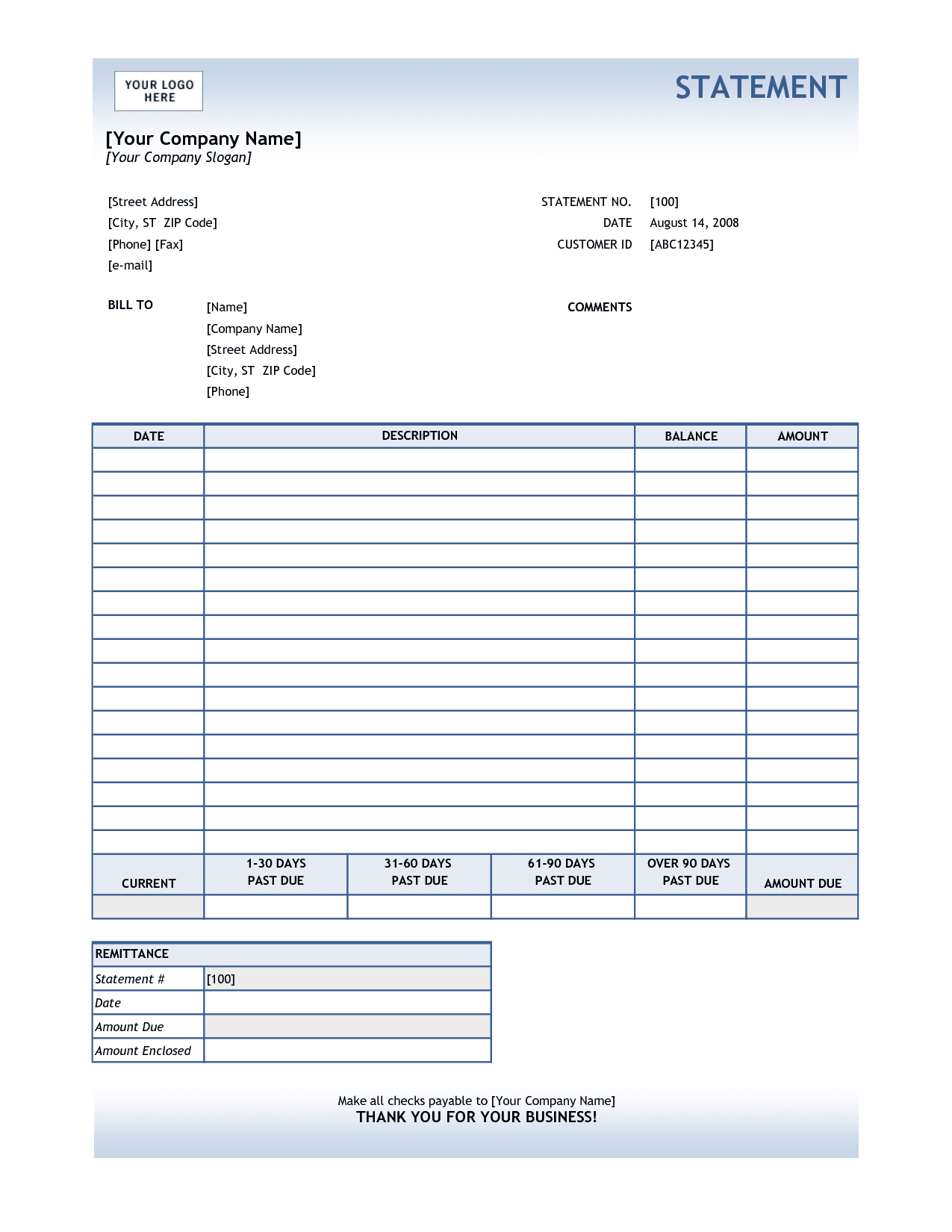Example Of A Medical Billing Statement And Sample Billing Statement For Services Rendered