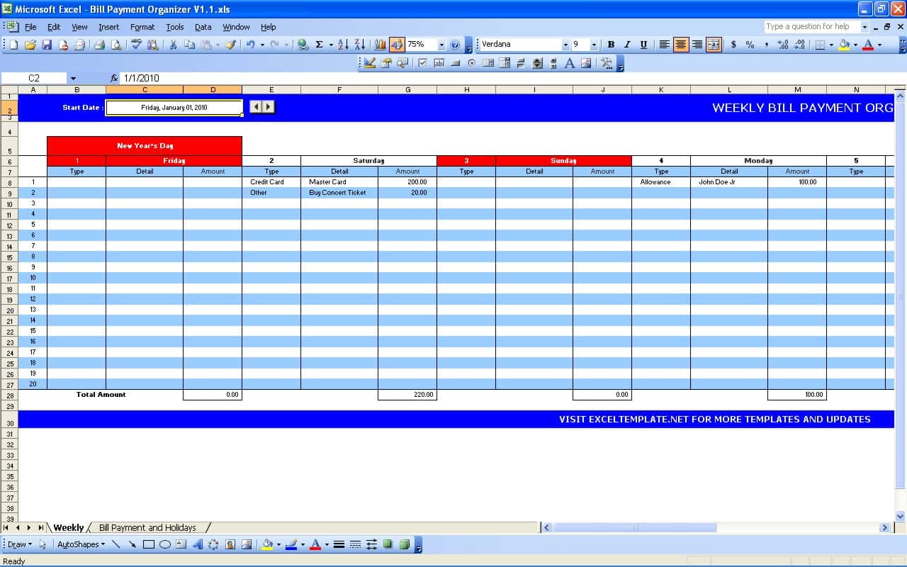Excel Expense Tracker Template And Bills Excel Template