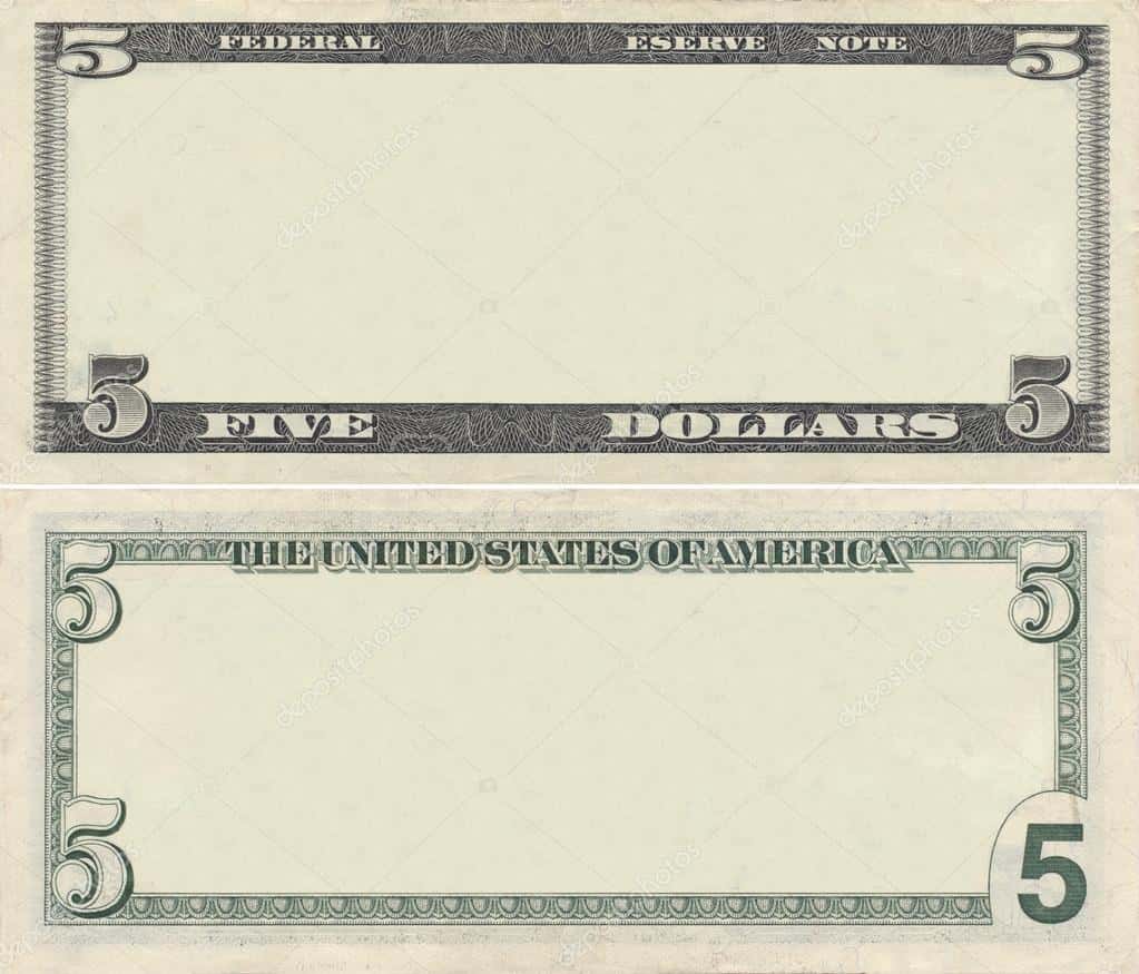 Fake 5 Dollar Bill Template And Five Dollar Bill Pictures Printable