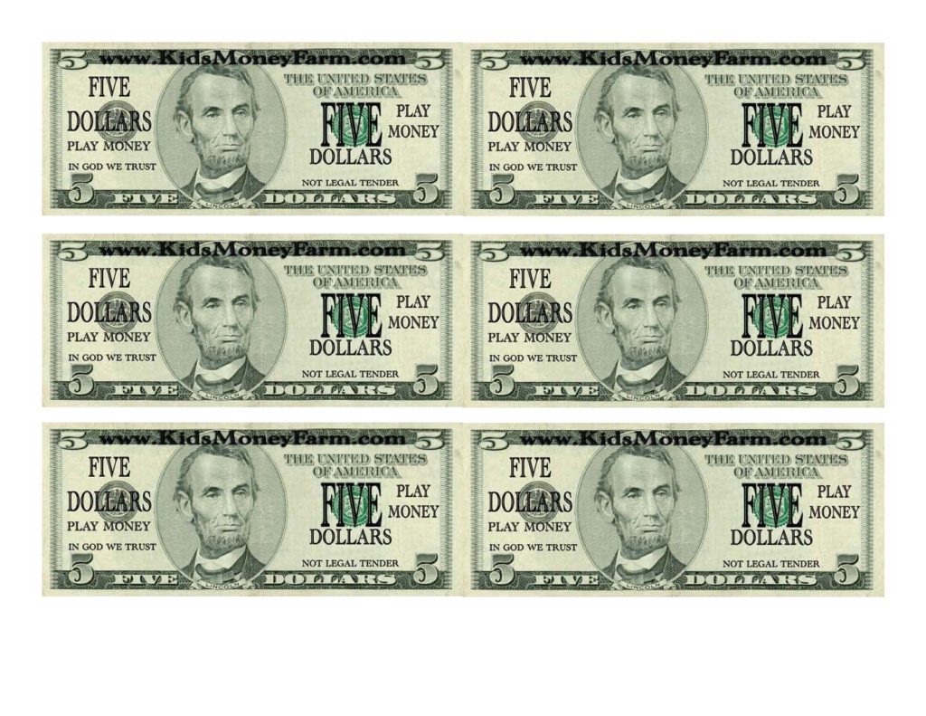 Five Dollar Bill Template And Customizable Fake Money Template
