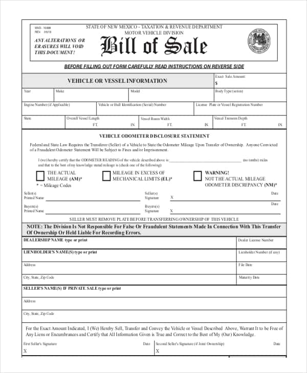 Free Bill Of Sale Form For Car In Texas And Free Bill Of Sale Form Car Illinois