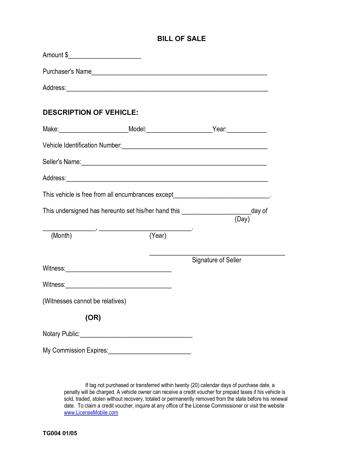 Free Printable Bill Of Sale Template For Car And Free Bill Of Sale Form For Selling A Car