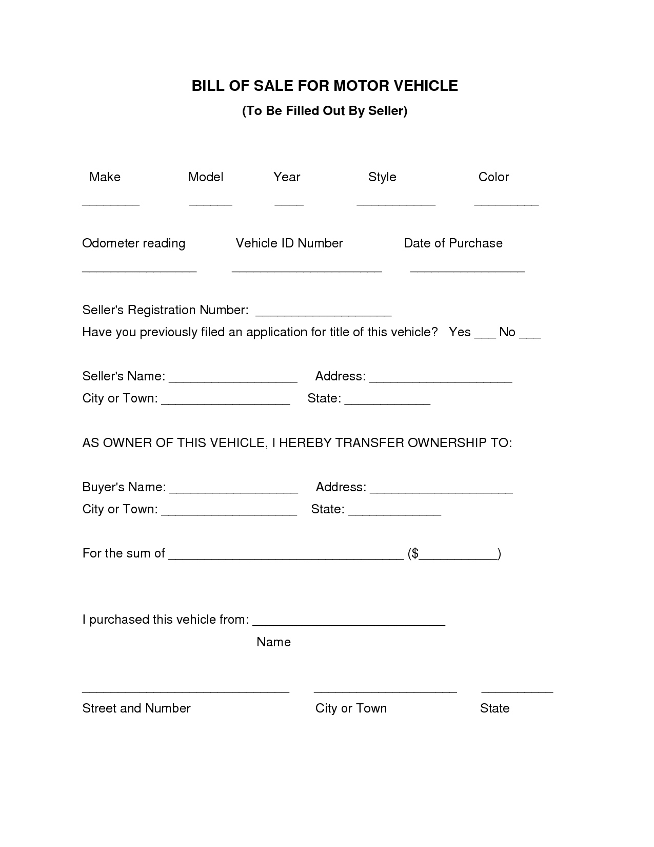 Free Printable Texas Bill Of Sale Form And Blank Bill Of Sale