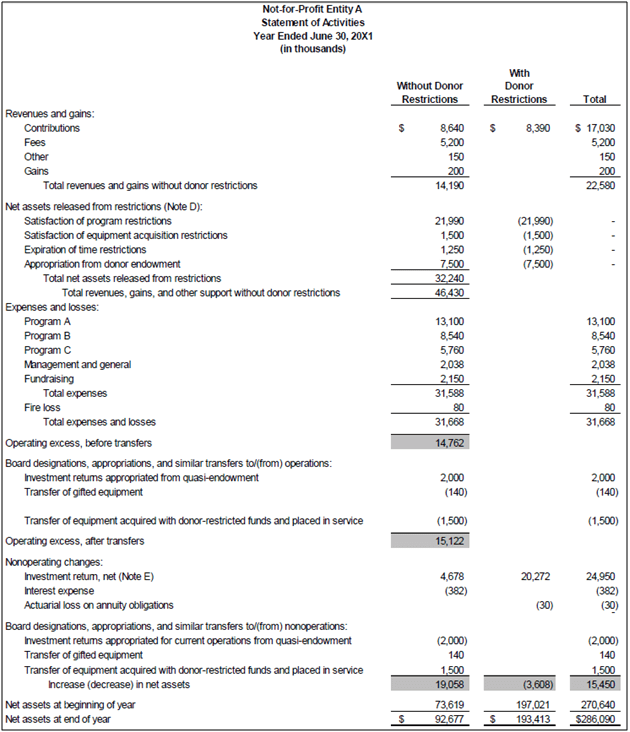 Income Statement Sample For Non Profit Organizations And Statement Of Activities Template Excel