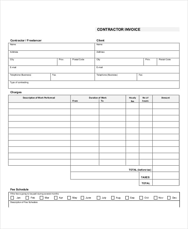 Independent Contractor Invoice Template Word And Contracting Invoice Template Free