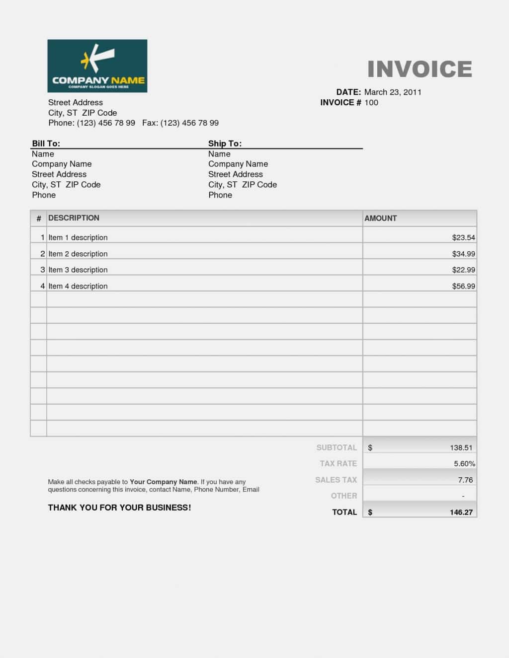 Invoice Template Excel 2015 And Invoice Template Excel Gst