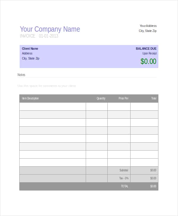 Invoice Template Excel Microsoft And Invoice Template Excel Basic
