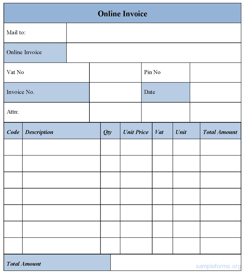 Online Sample Bill Format And Free Online Invoice Template Word