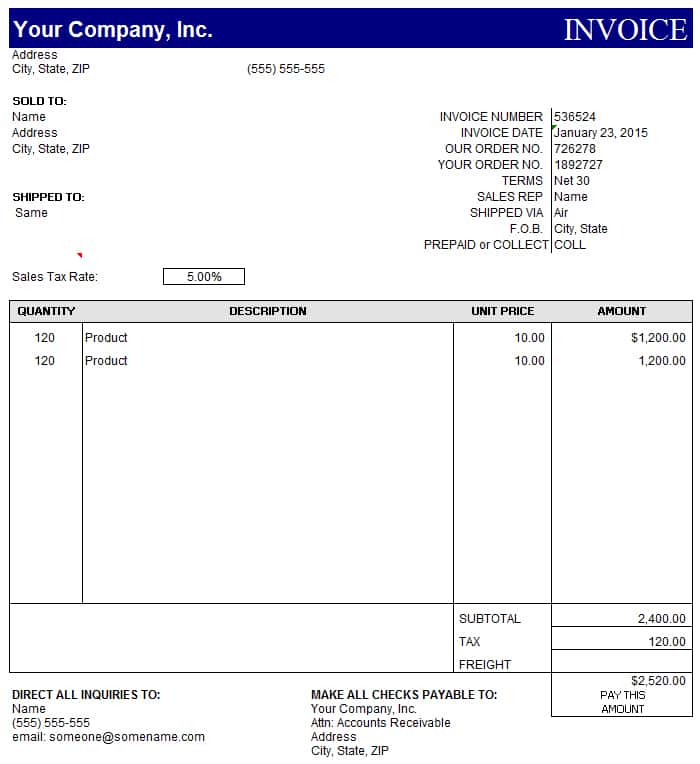 Templates For Invoices Free Excel And Invoice Template Free In Excel