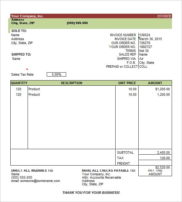 Templates Invoices Free Excel And Professional Service Invoice Template