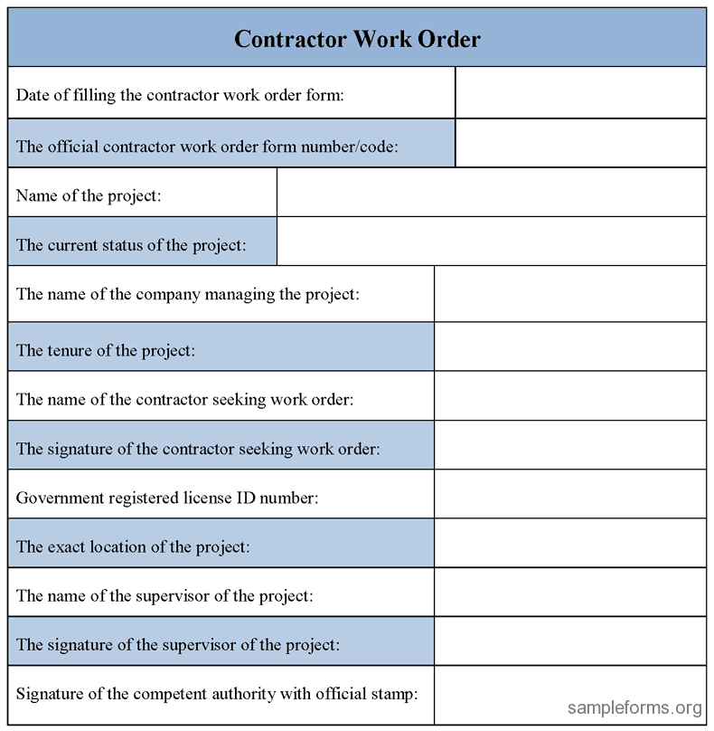 Work Order Excel Template Free And Free Printable Work Order Template
