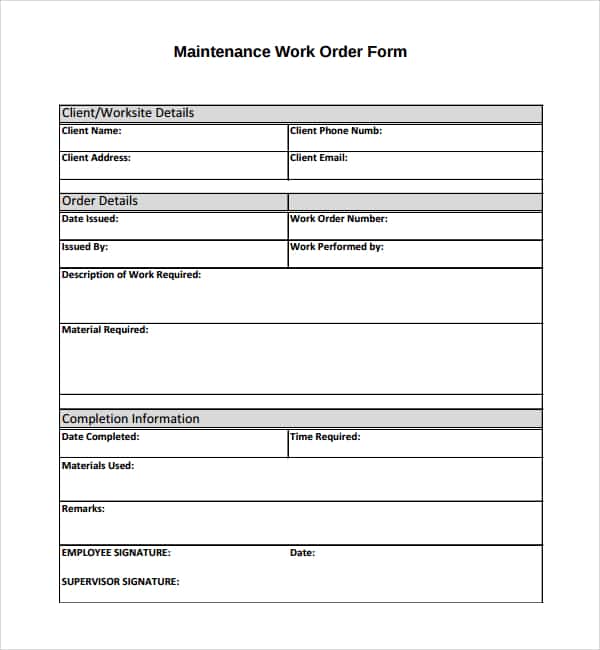 Work Order Form Template Word 2003 And Work Order Letter Format In Word