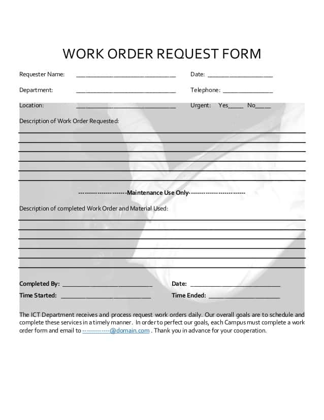 Work Order Letter Format Sample And Work Order Format For Construction