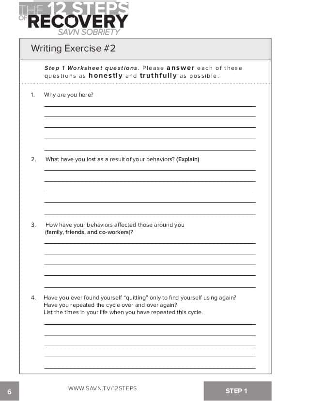 AA 12 Step Worksheets Step 1 And 12 Step Workbook Hazelden