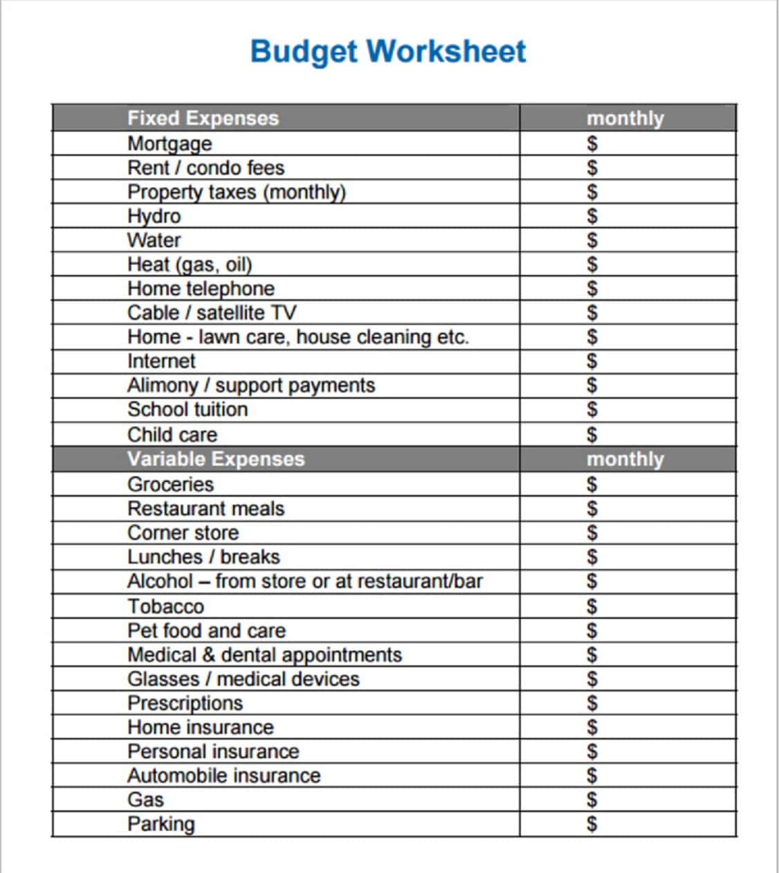 Bankruptcy Worksheet And Bankruptcy Budget Worksheet