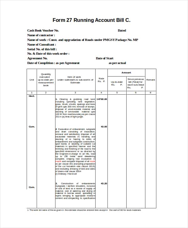 Bill Of Quantities Template Construction And Bill Of Quantities Template Pdf
