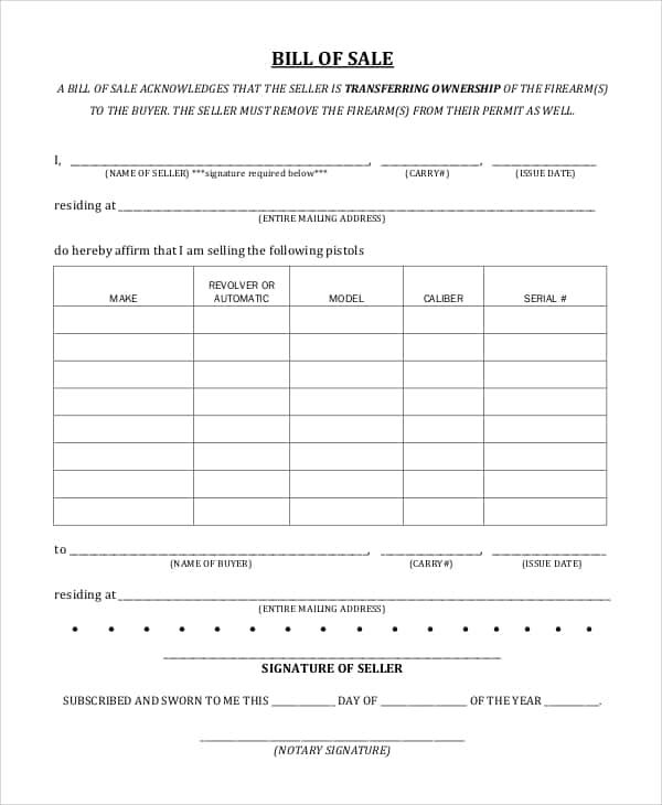 Bill Of Sale Template For Boat And Bill Of Sale Template Colorado
