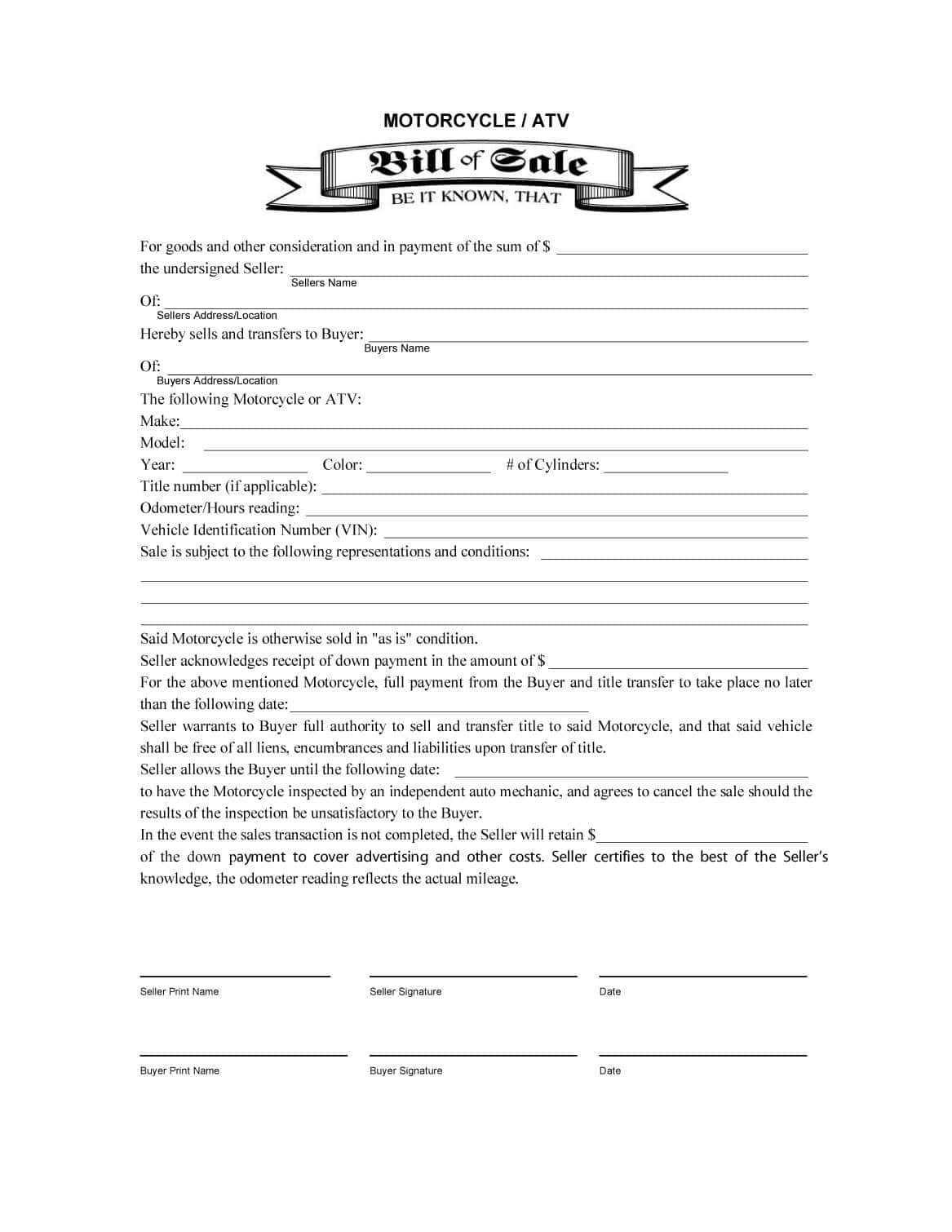 Bill Of Sale Template For Even Trade And Even Trade Bill Of Sale