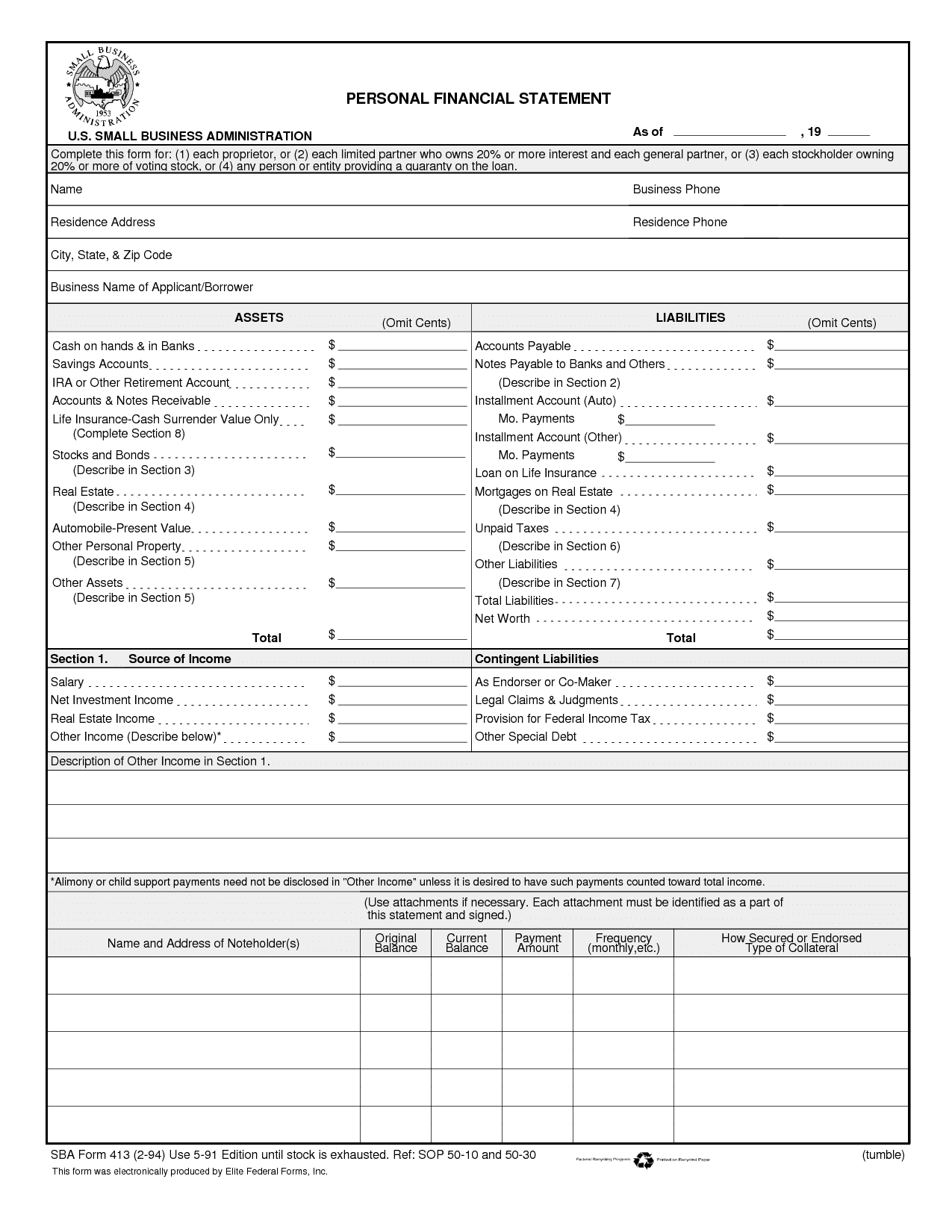 Corporate Financial Statement Form And Financial Statement Template Real Estate