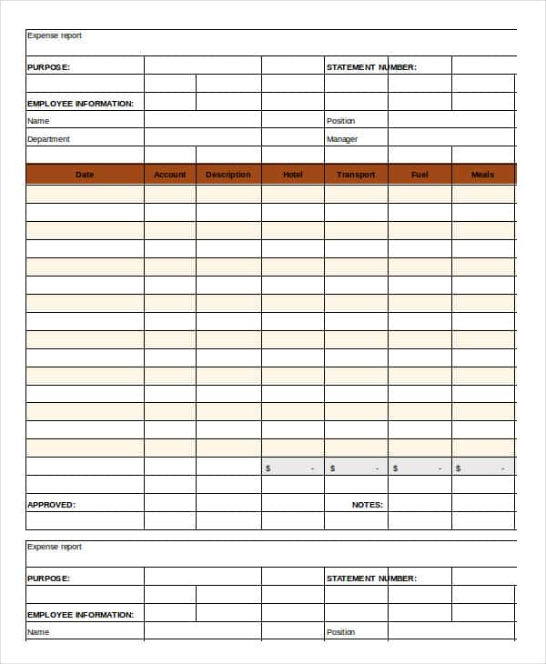 Example Of Church Expense Report And Sample Expense Report For Reimbursement