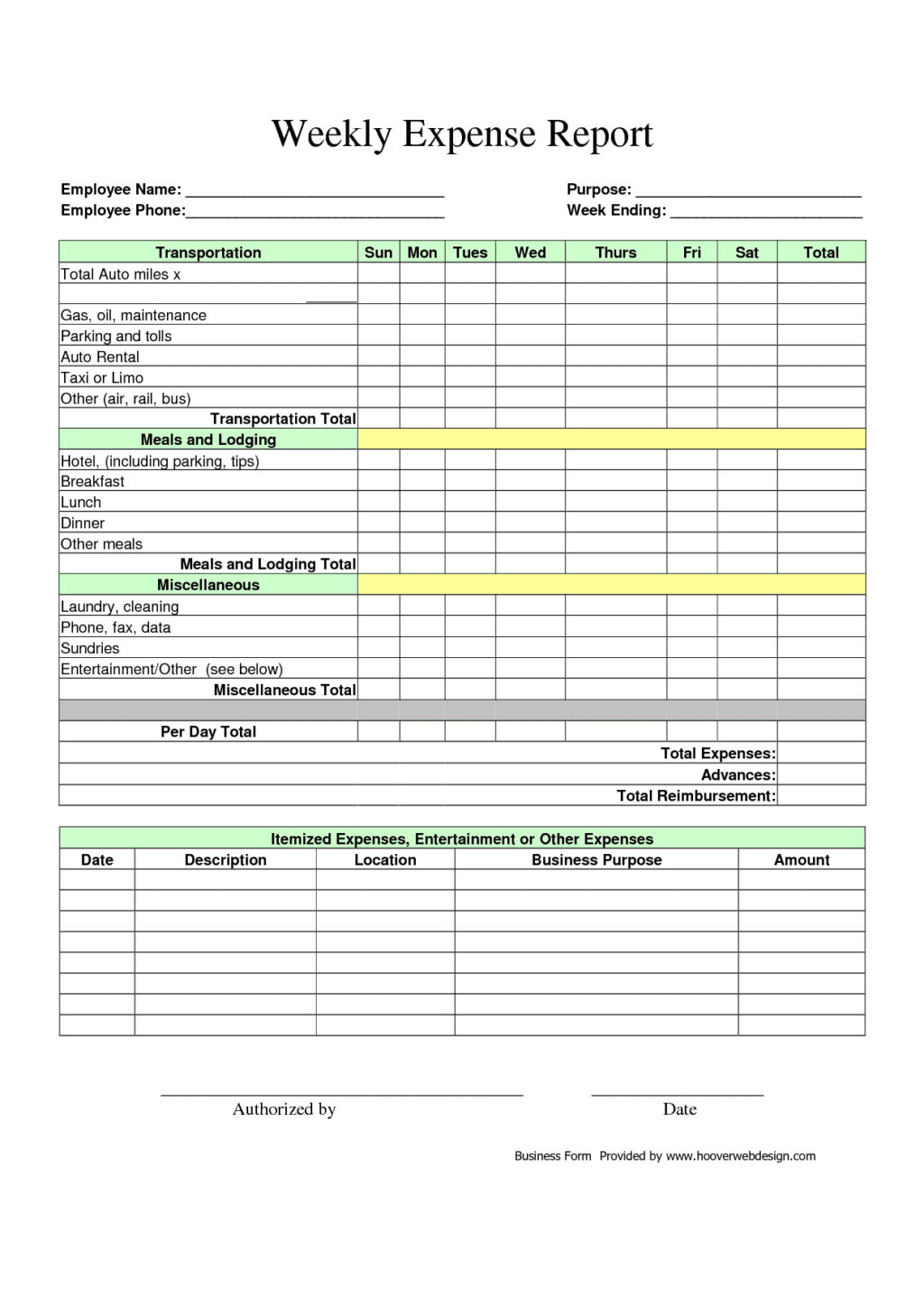 Expense Report Template Pdf And Weekly Expense Report Template Excel