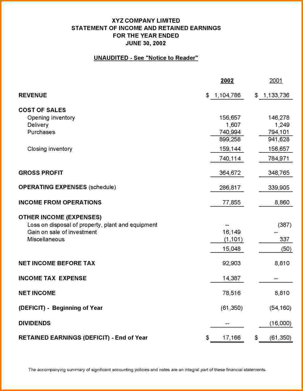 Financial Statement Template Xls And Financial Statements Template For Business Plan
