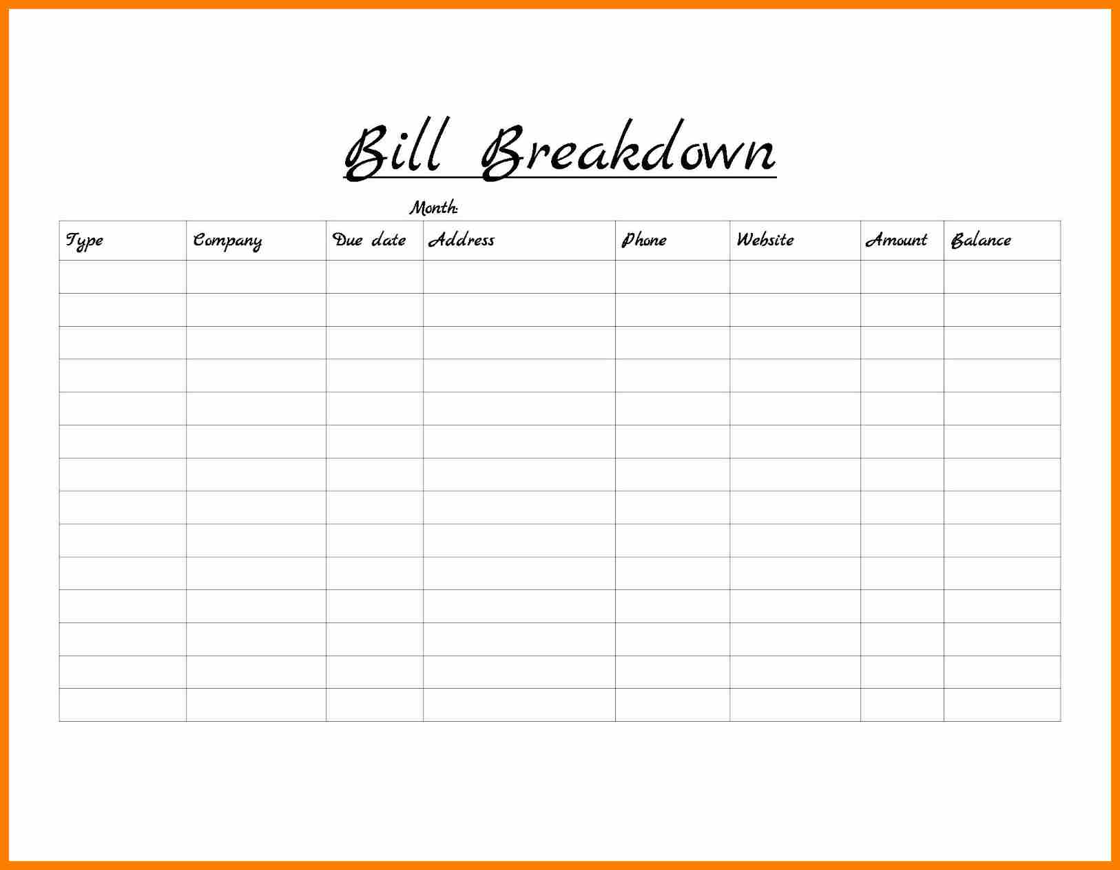 Monthly Bill Tracker Template Free And Free Monthly Bill Payment Schedule Template