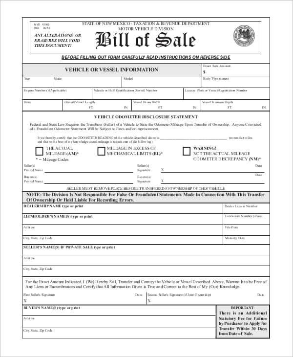 Motor Vehicle Bill Of Sale Template Free And Connecticut Dmv Bill Of Sale Template