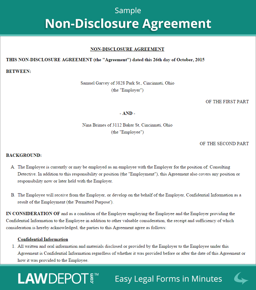Non Disclosure Agreement Template In Spanish And Non Disclosure Agreement Sample Template