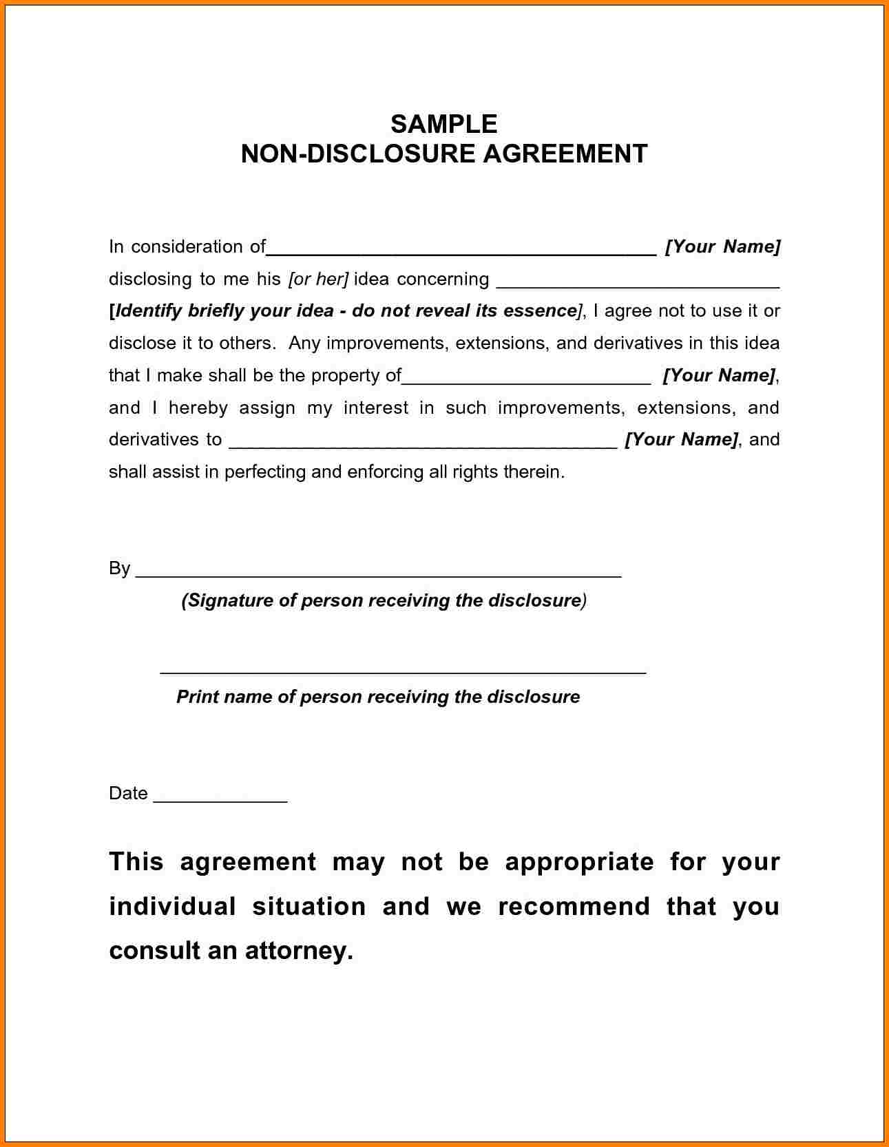 Non Disclosure Agreement Template Startup And Non Disclosure Agreement Sample For Employee