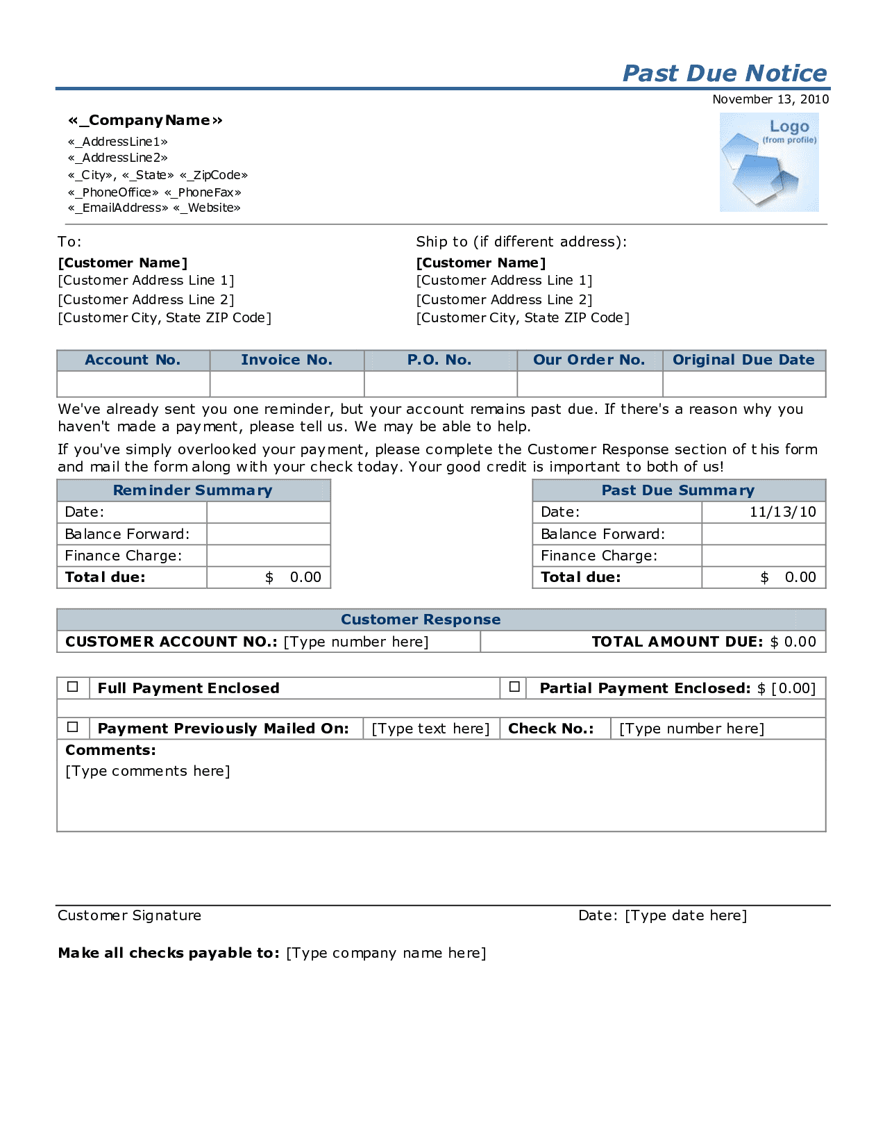 Past Due Invoice Template Letter And Overdue Payment Reminder Letter