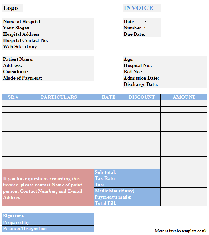 Pharmacy Bill Format In Excel And Invoice Template Nz