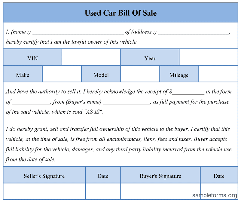Simple Automobile Bill Of Sale Template And Free Automobile Bill Of Sale Template Pdf