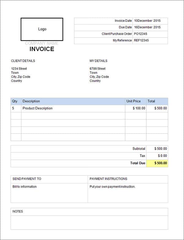 Simple Invoice Template Excel And Resume Templates Free
