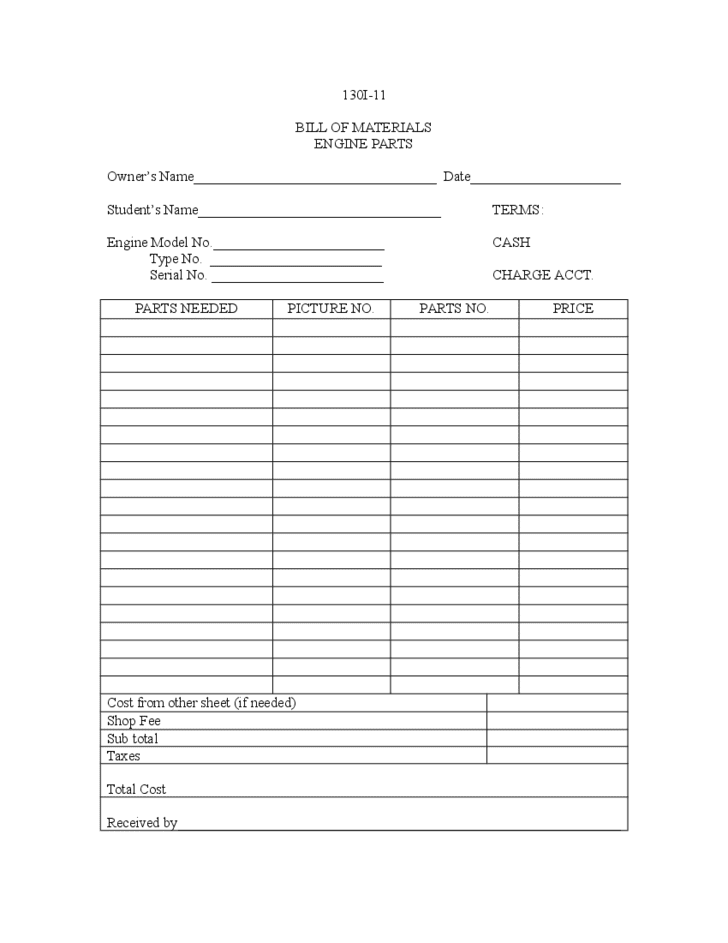 Bill Of Materials Template Solidworks And Bill Of Materials Template Access