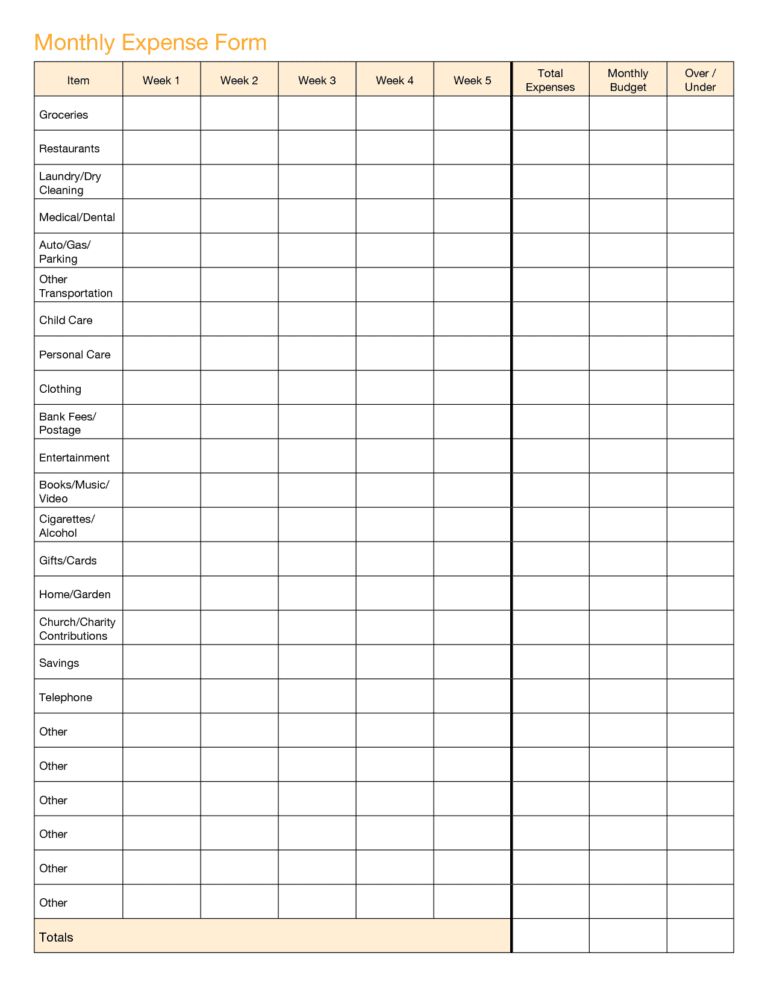 Budget Template For Home Monthly And Household Budget Template Printable