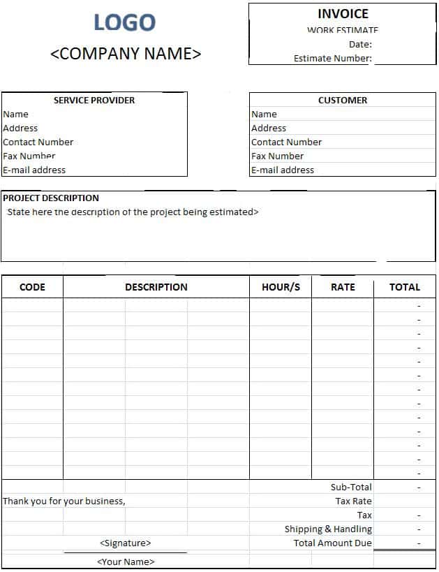 Construction Estimate Sample And Construction Estimate Template For Word