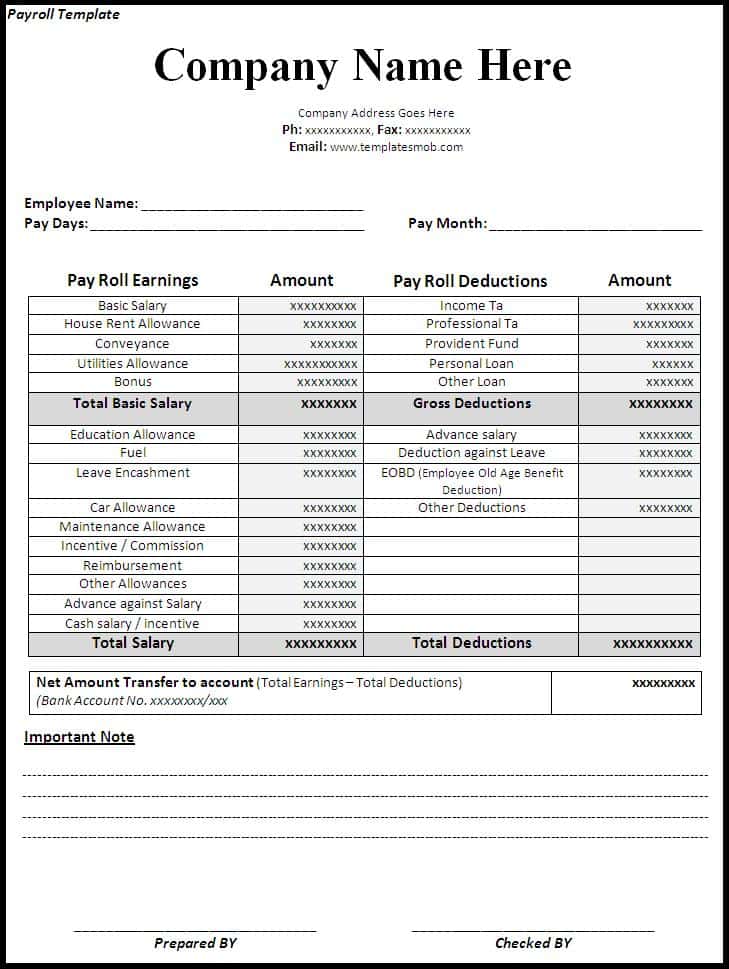 Excel Payroll Template 2017 And Free Pay Stub Generator