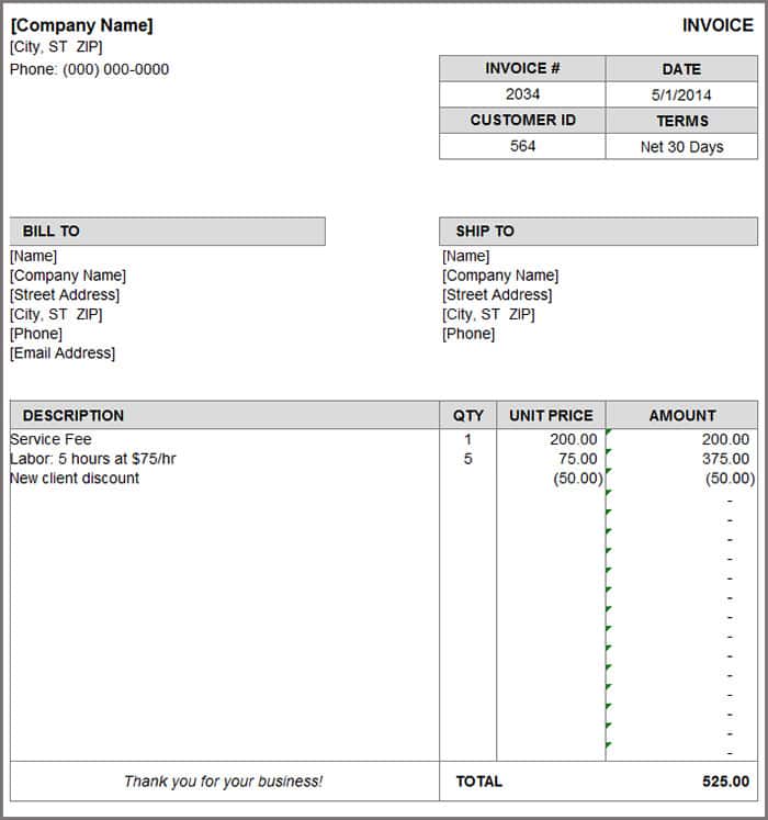 Free Billing Invoice Template Pdf And Invoice Template Docx
