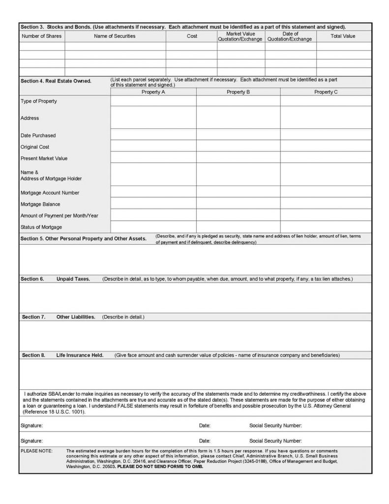 Free Personal Financial Statement Form And Free Online Personal Financial Statement Template