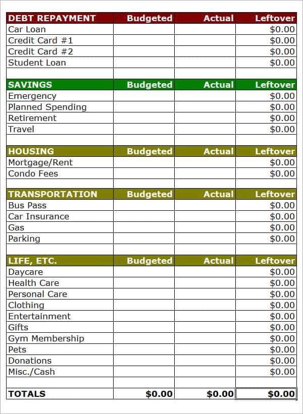 Household Budget Calculator And Financial Planning Spreadsheet